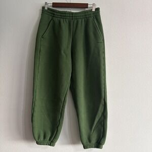Aritzia TNA Women's Green Bubble Fleece Boyfriend Fit Sweatpants Size L Large